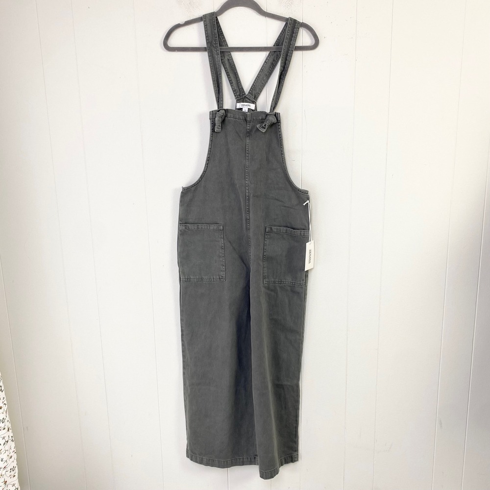 Zenana Charcoal Grey Denim Bib Overalls Size Small Artsy Boho Lagenlook